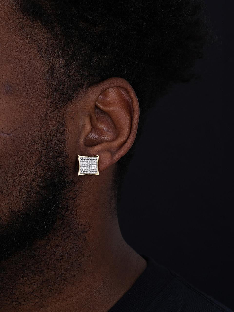 HarlemBling Huge Kite Earrings - 14k Gold Vermeil 925 Silver - CZ Stones - 14mm