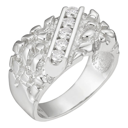 HarlemBling Ice & Metal Nugget Ring - 925 Silver - CZ Stones