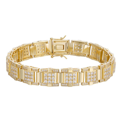 HarlemBling Ice Giant Star Bracelet Iced Out CZ Stones - 14k Gold Vermeil 925 Silver - 12mm - 7"-8.5"