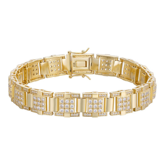 HarlemBling Ice Giant Star Bracelet Iced Out CZ Stones - 14k Gold Vermeil 925 Silver - 12mm - 7"-8.5"