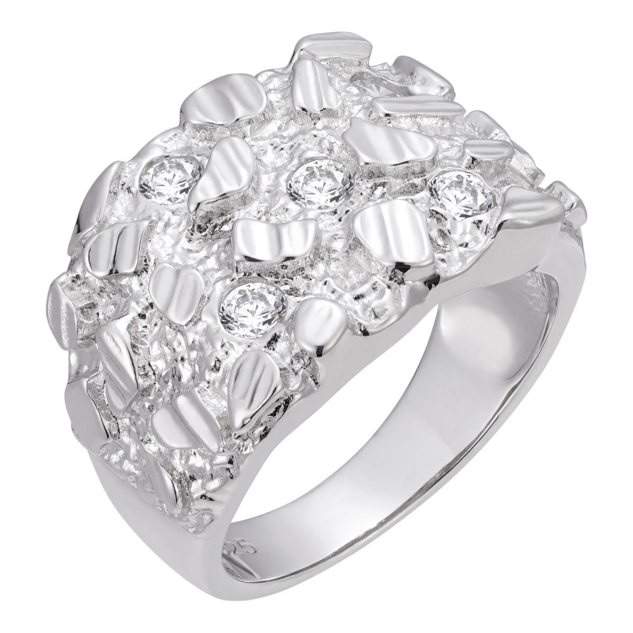 HarlemBling Iceberg On Mountain Nugget Ring - 925 Silver - CZ Stones