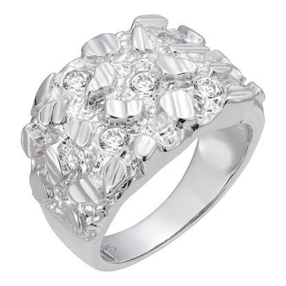 HarlemBling Iceberg On Mountain Nugget Ring - 925 Silver - CZ Stones