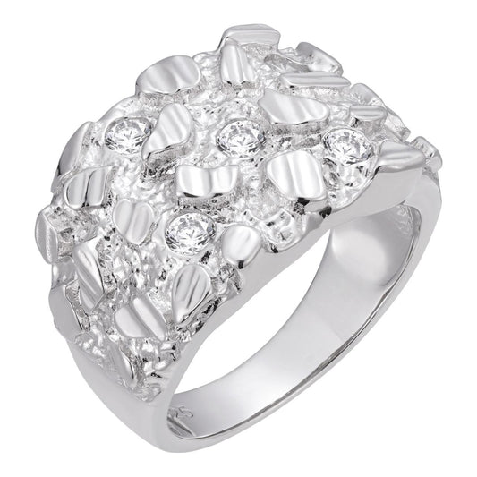 HarlemBling Iceberg On Mountain Nugget Ring - 925 Silver - CZ Stones