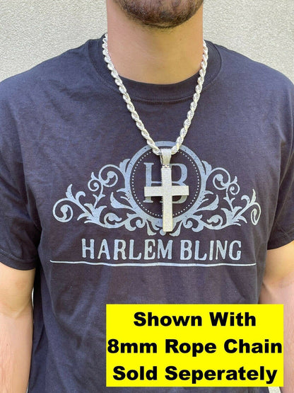 HarlemBling Iced 7ct Moissanite Huge 4 Real 925 Cross Pendant Mens Hip Hop Diamond Test 