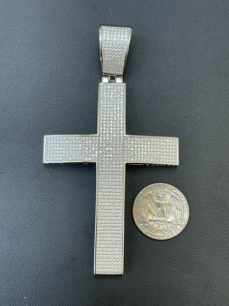 HarlemBling Iced 7ct Moissanite Huge 4 Real 925 Cross Pendant Mens Hip Hop Diamond Test 