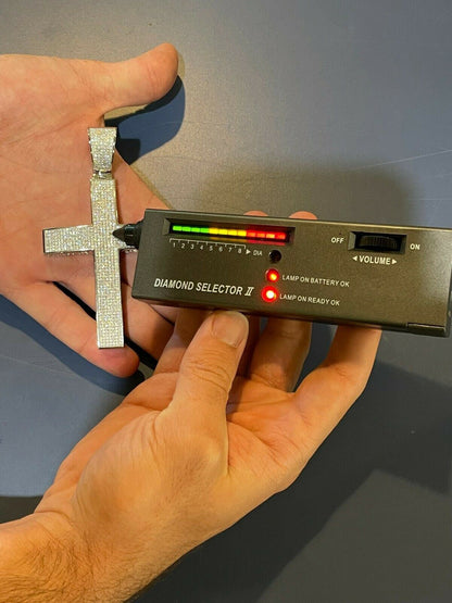 HarlemBling Iced 7ct Moissanite Huge 4 Real 925 Cross Pendant Mens Hip Hop Diamond Test 