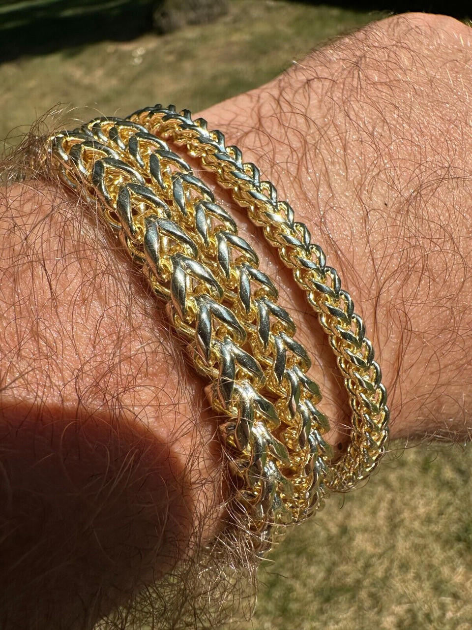 HarlemBling Iced MOISSANITE Clasp 14k Gold Over Stainless Franco Bracelet 4-6mm Pass Tester