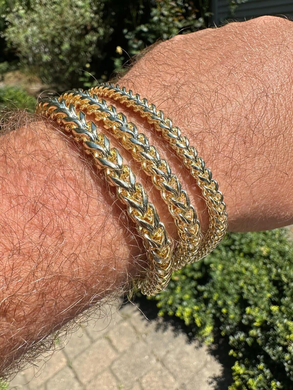 HarlemBling Iced MOISSANITE Clasp 14k Gold Over Stainless Franco Bracelet 4-6mm Pass Tester