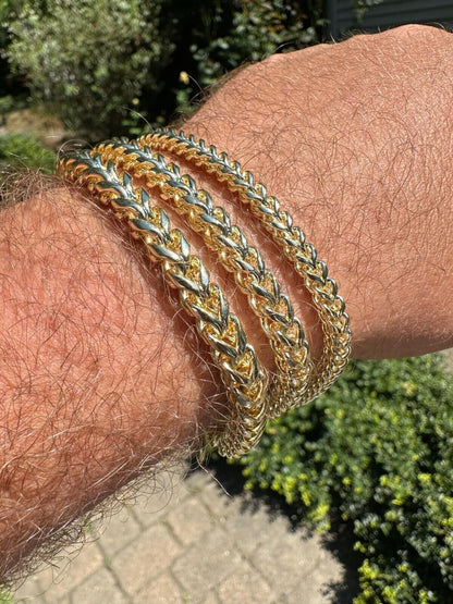 HarlemBling Iced MOISSANITE Clasp 14k Gold Over Stainless Franco Bracelet 4-6mm Pass Tester