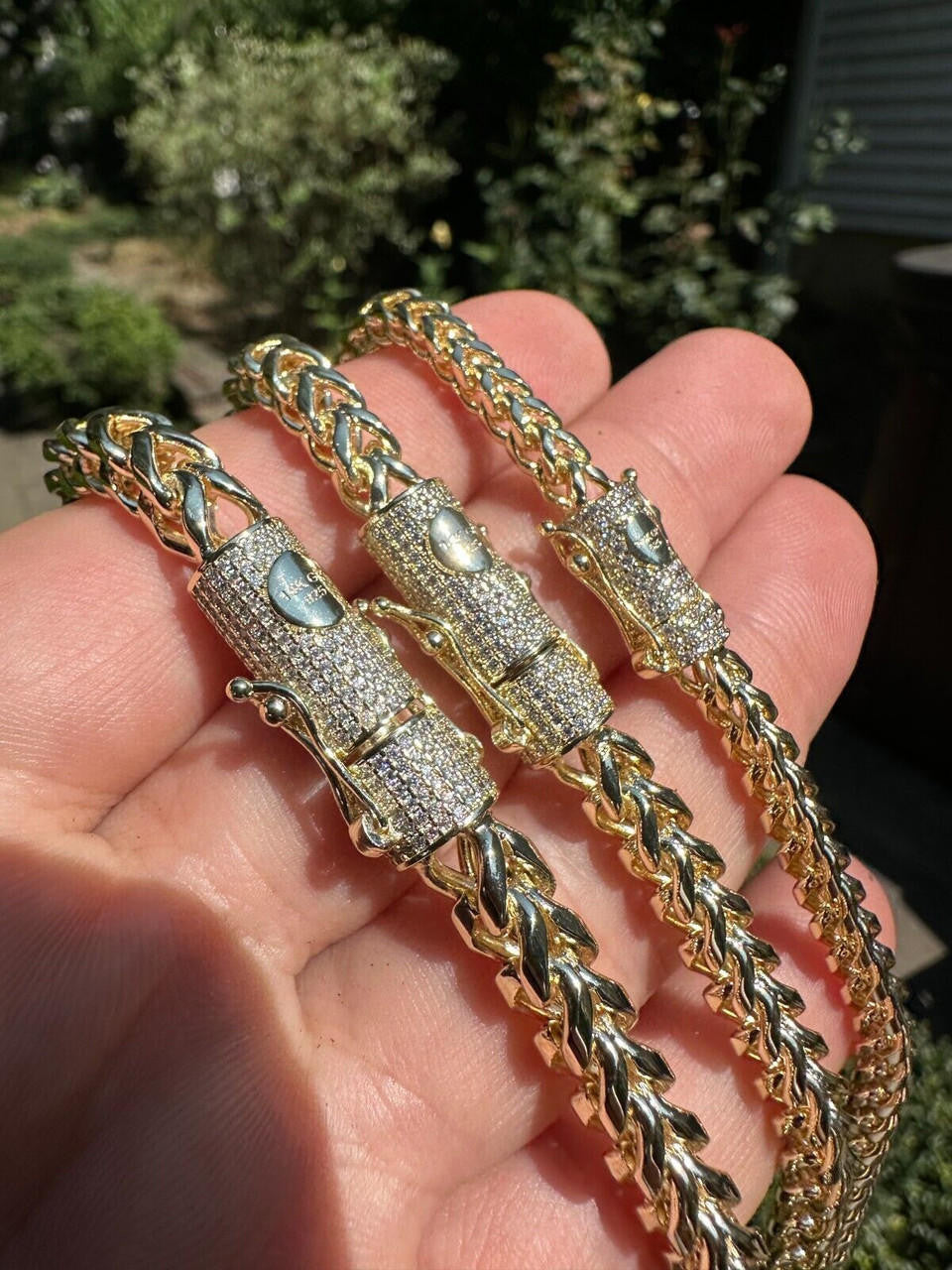 HarlemBling Iced MOISSANITE Clasp 14k Gold Over Stainless Franco Bracelet 4-6mm Pass Tester