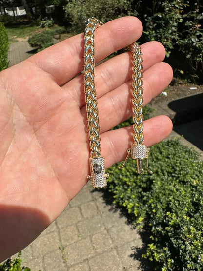 HarlemBling Iced MOISSANITE Clasp 14k Gold Over Stainless Franco Bracelet 4-6mm Pass Tester