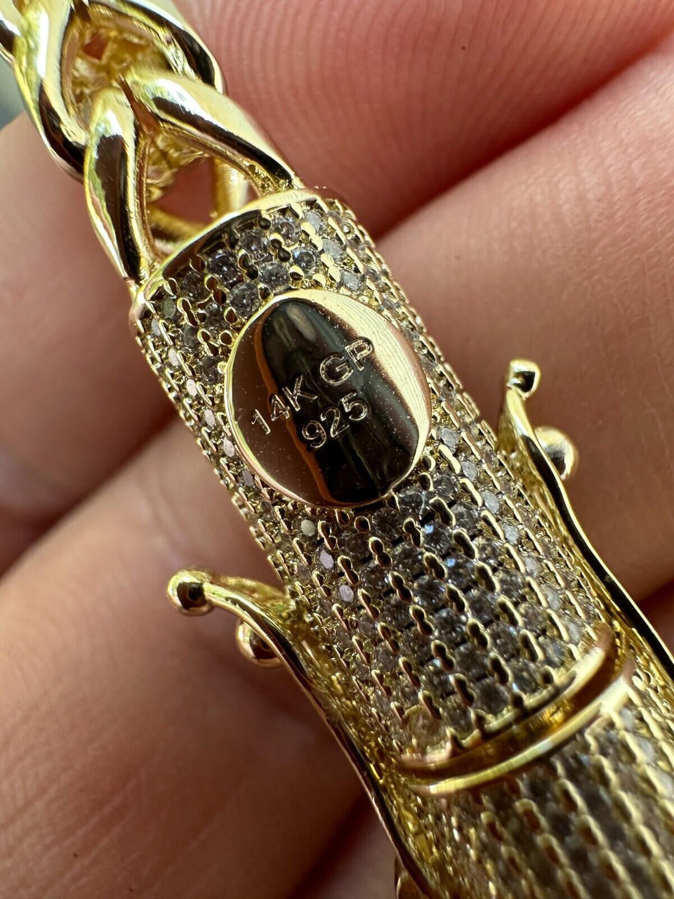 HarlemBling Iced MOISSANITE Clasp 14k Gold Over Stainless Franco Bracelet 4-6mm Pass Tester