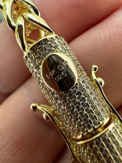 HarlemBling Iced MOISSANITE Clasp 14k Gold Over Stainless Franco Bracelet 4-6mm Pass Tester