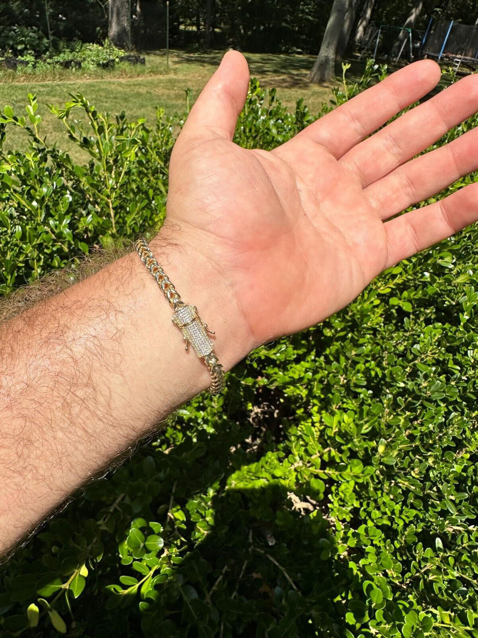 HarlemBling Iced MOISSANITE Clasp 14k Gold Over Stainless Franco Bracelet 4-6mm Pass Tester