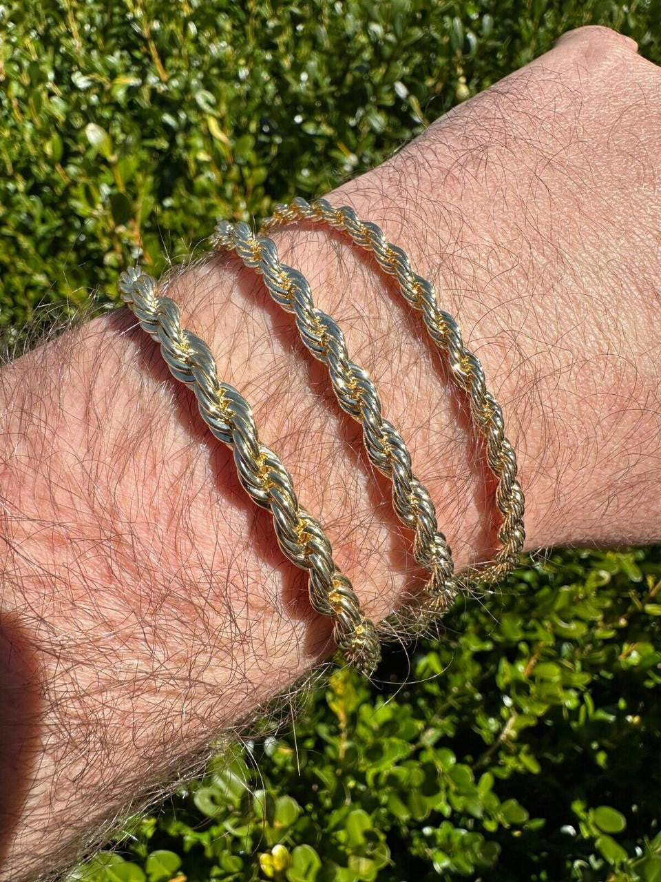 HarlemBling Iced MOISSANITE Clasp 14k Gold Over Stainless Rope Bracelet 4-6mm Pass Tester 