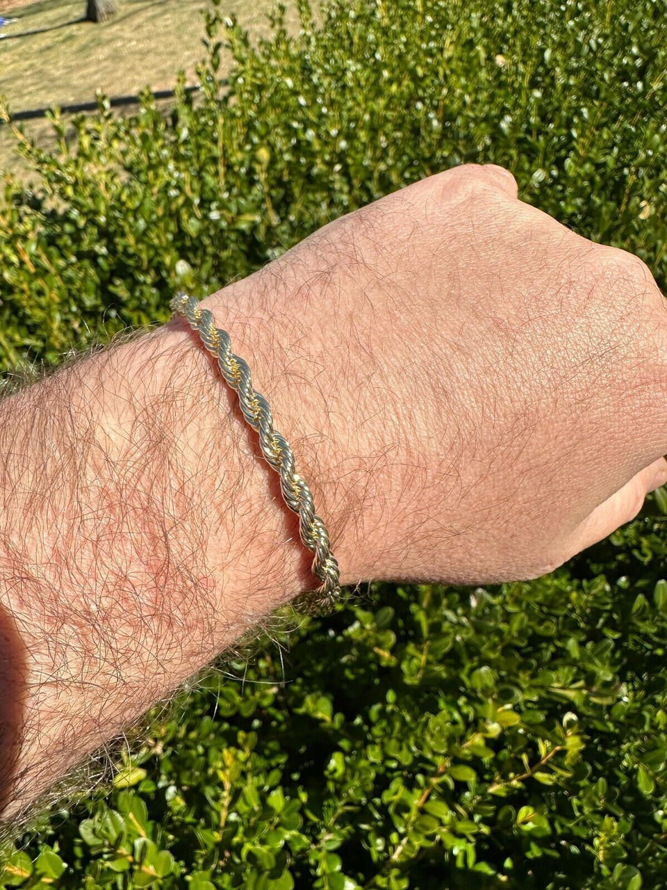 HarlemBling Iced MOISSANITE Clasp 14k Gold Over Stainless Rope Bracelet 4-6mm Pass Tester 