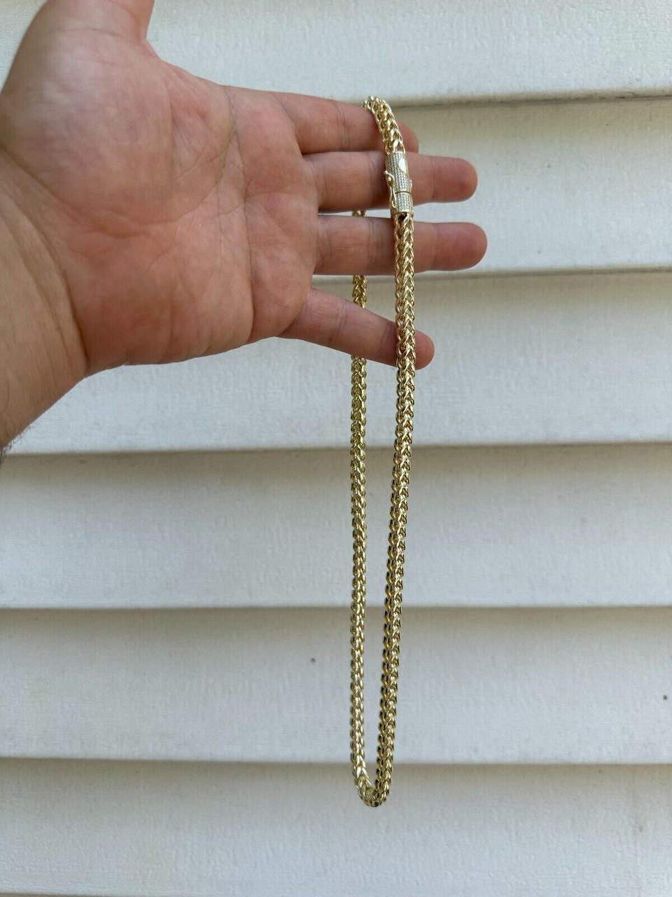 HarlemBling Iced MOISSANITE Clasp 14k Gold Plate Stainless Steel Franco Chain Necklace 4-6mm