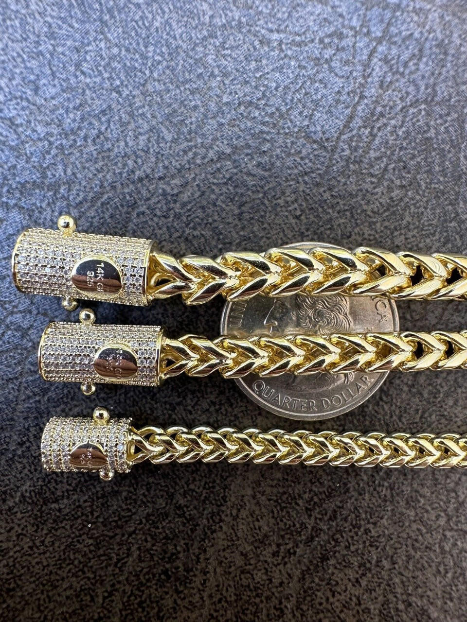 HarlemBling Iced MOISSANITE Clasp 14k Gold Plate Stainless Steel Franco Chain Necklace 4-6mm