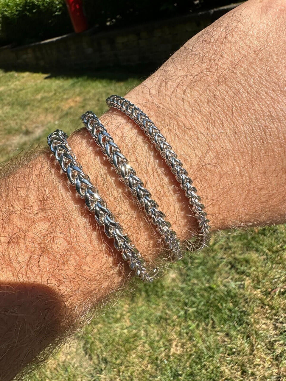 HarlemBling Iced MOISSANITE Clasp 925 Silver & Stainless Franco Bracelet 4-6mm Pass Tester 