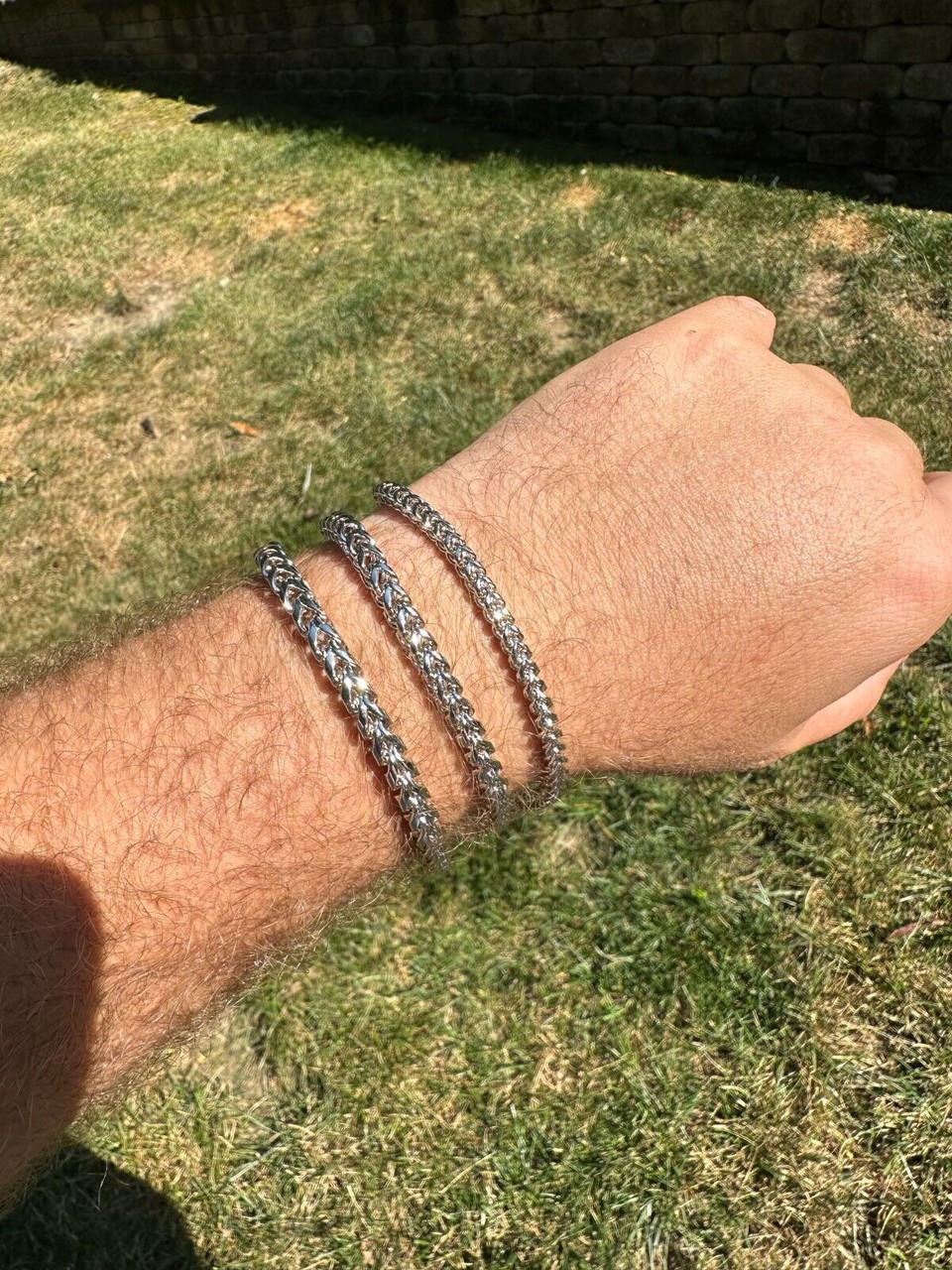 HarlemBling Iced MOISSANITE Clasp 925 Silver & Stainless Franco Bracelet 4-6mm Pass Tester 