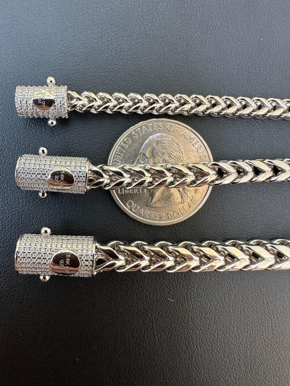 HarlemBling Iced MOISSANITE Clasp 925 Silver & Stainless Franco Bracelet 4-6mm Pass Tester 