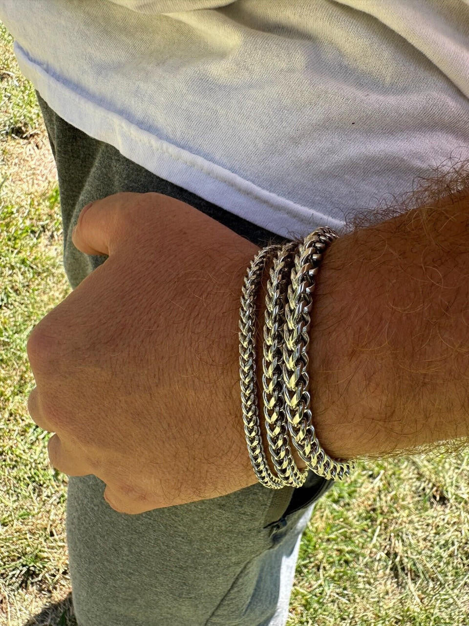 HarlemBling Iced MOISSANITE Clasp 925 Silver & Stainless Franco Bracelet 4-6mm Pass Tester 