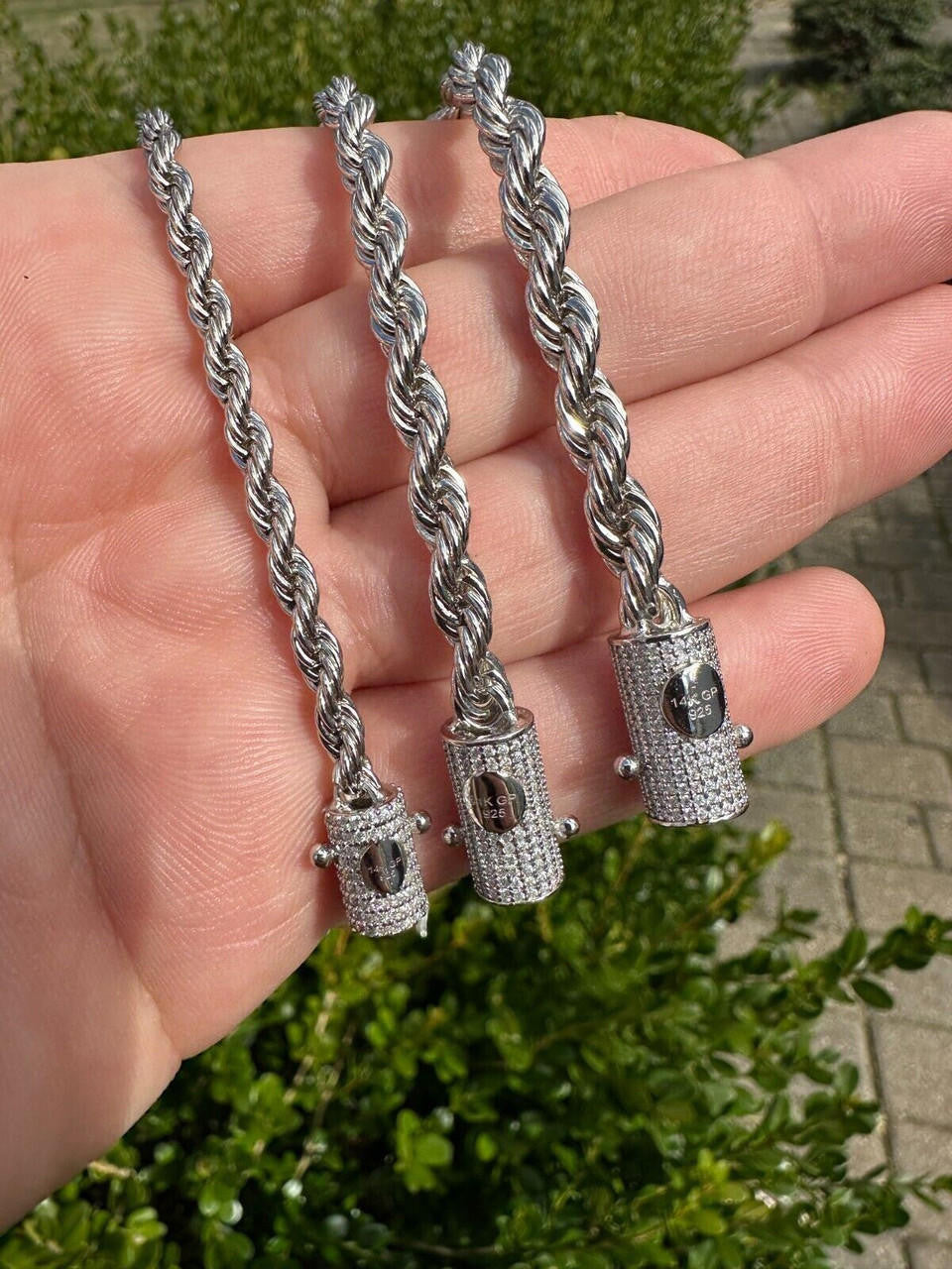 HarlemBling Iced MOISSANITE Clasp 925 Silver & Stainless Rope Bracelet 4-6mm Pass Tester 