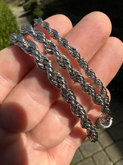 HarlemBling Iced MOISSANITE Clasp 925 Silver & Stainless Rope Bracelet 4-6mm Pass Tester 