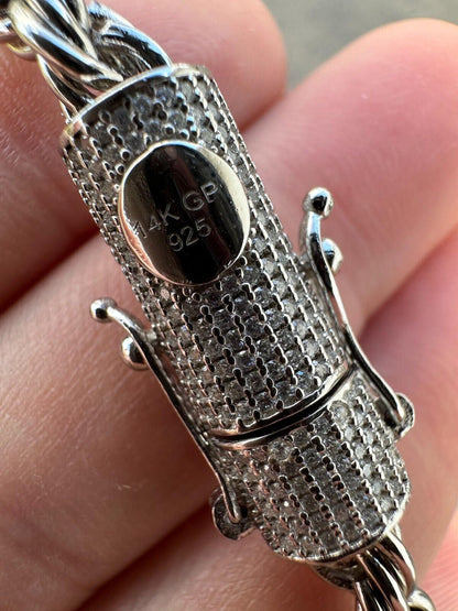 HarlemBling Iced MOISSANITE Clasp 925 Silver & Stainless Rope Bracelet 4-6mm Pass Tester 