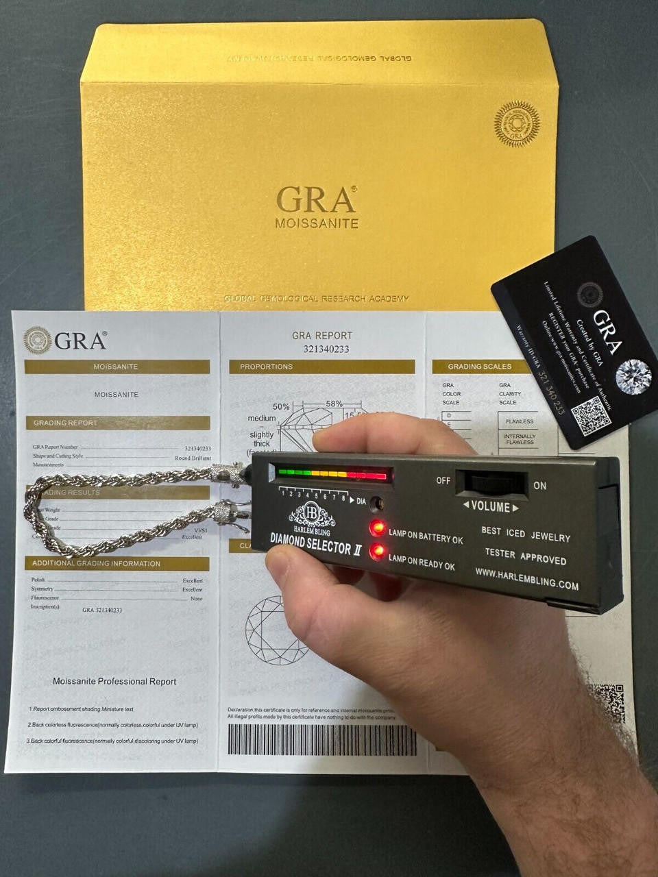 HarlemBling Iced MOISSANITE Clasp 925 Silver & Stainless Rope Bracelet 4-6mm Pass Tester 