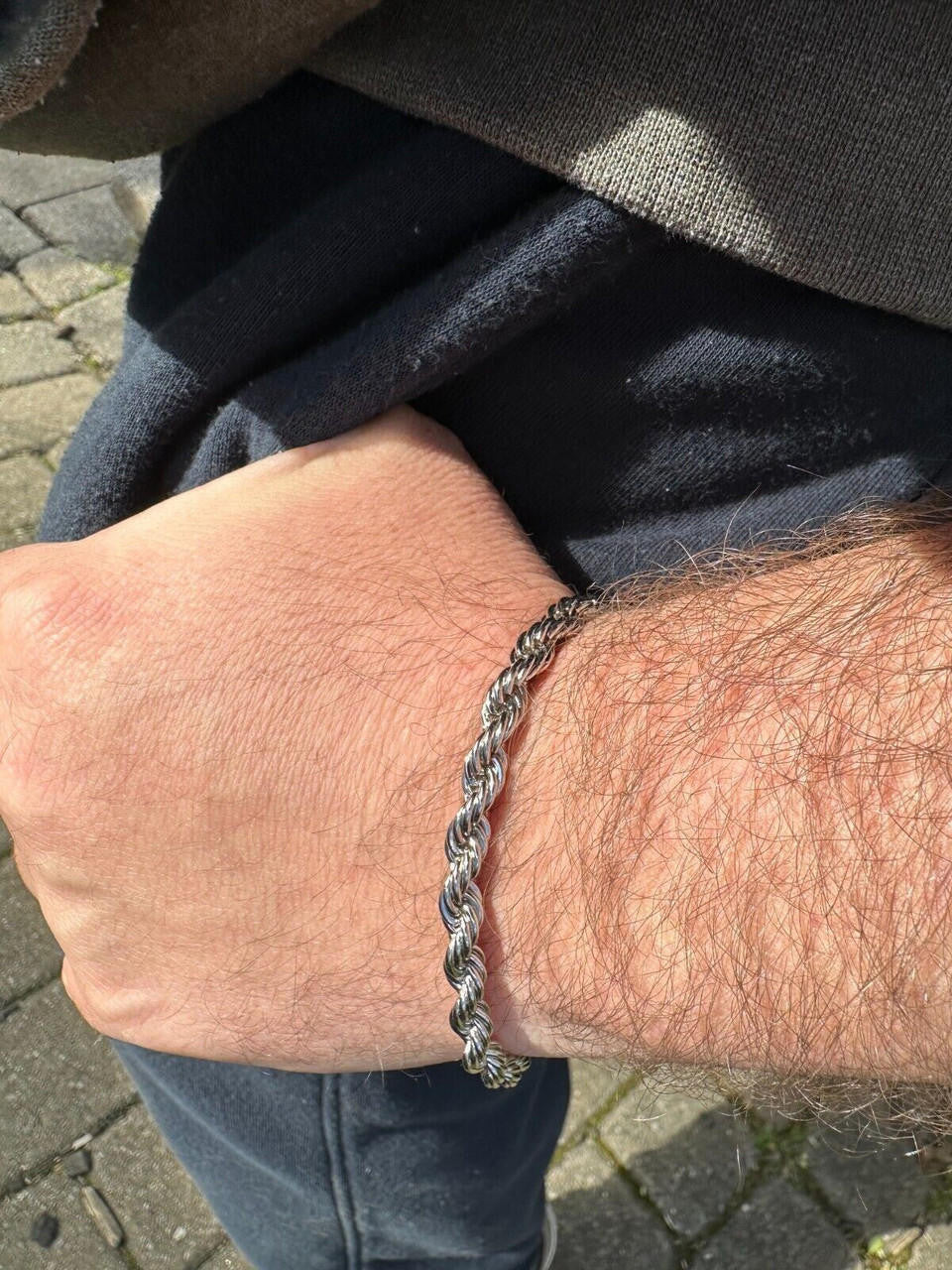 HarlemBling Iced MOISSANITE Clasp 925 Silver & Stainless Rope Bracelet 4-6mm Pass Tester 