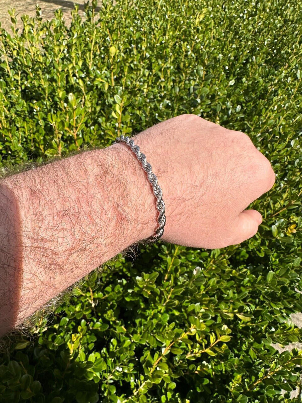 HarlemBling Iced MOISSANITE Clasp 925 Silver & Stainless Rope Bracelet 4-6mm Pass Tester 