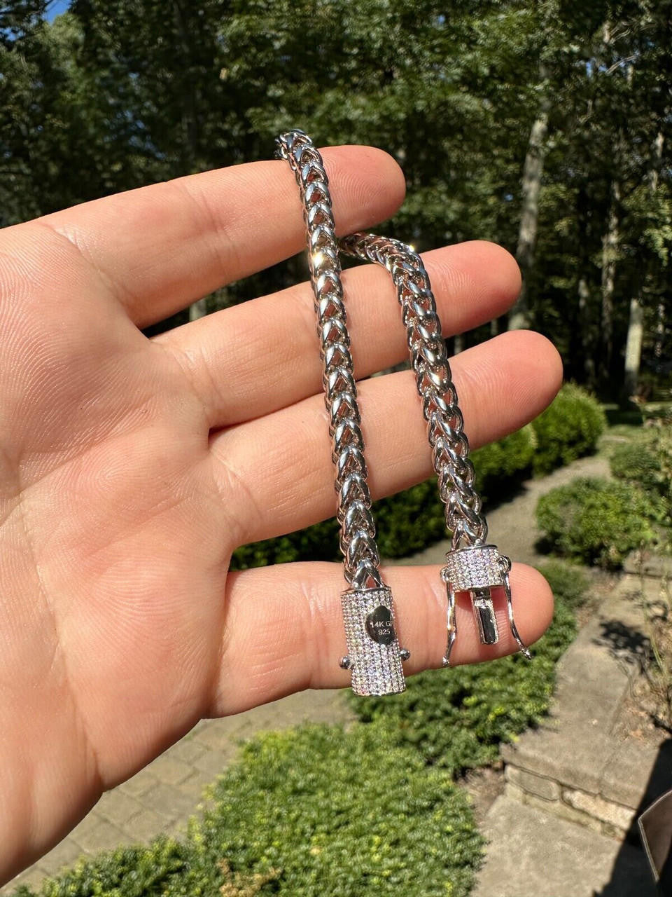 HarlemBling Iced MOISSANITE Clasp 925 Silver Stainless Steel Franco Chain Necklace Bracelet