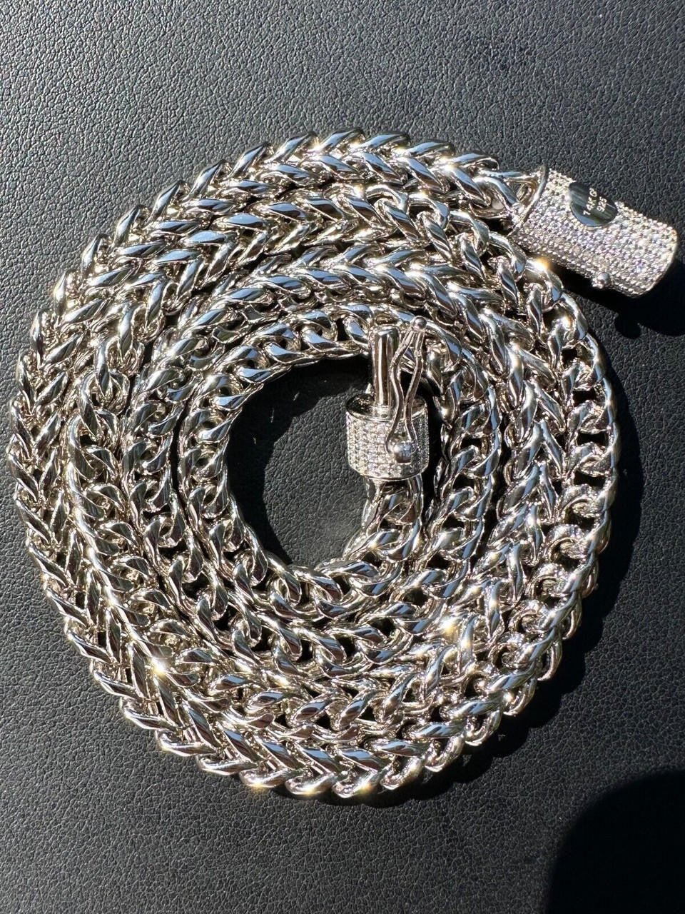 HarlemBling Iced MOISSANITE Clasp 925 Silver Stainless Steel Franco Chain Necklace Bracelet