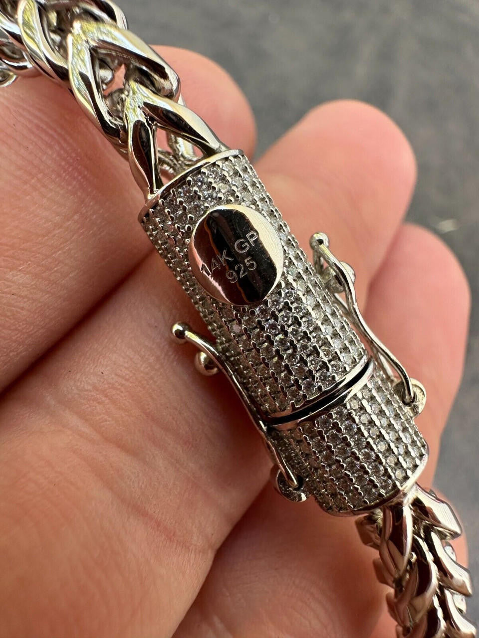 HarlemBling Iced MOISSANITE Clasp 925 Silver Stainless Steel Franco Chain Necklace Bracelet