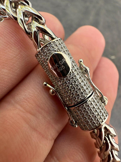 HarlemBling Iced MOISSANITE Clasp 925 Silver Stainless Steel Franco Chain Necklace Bracelet