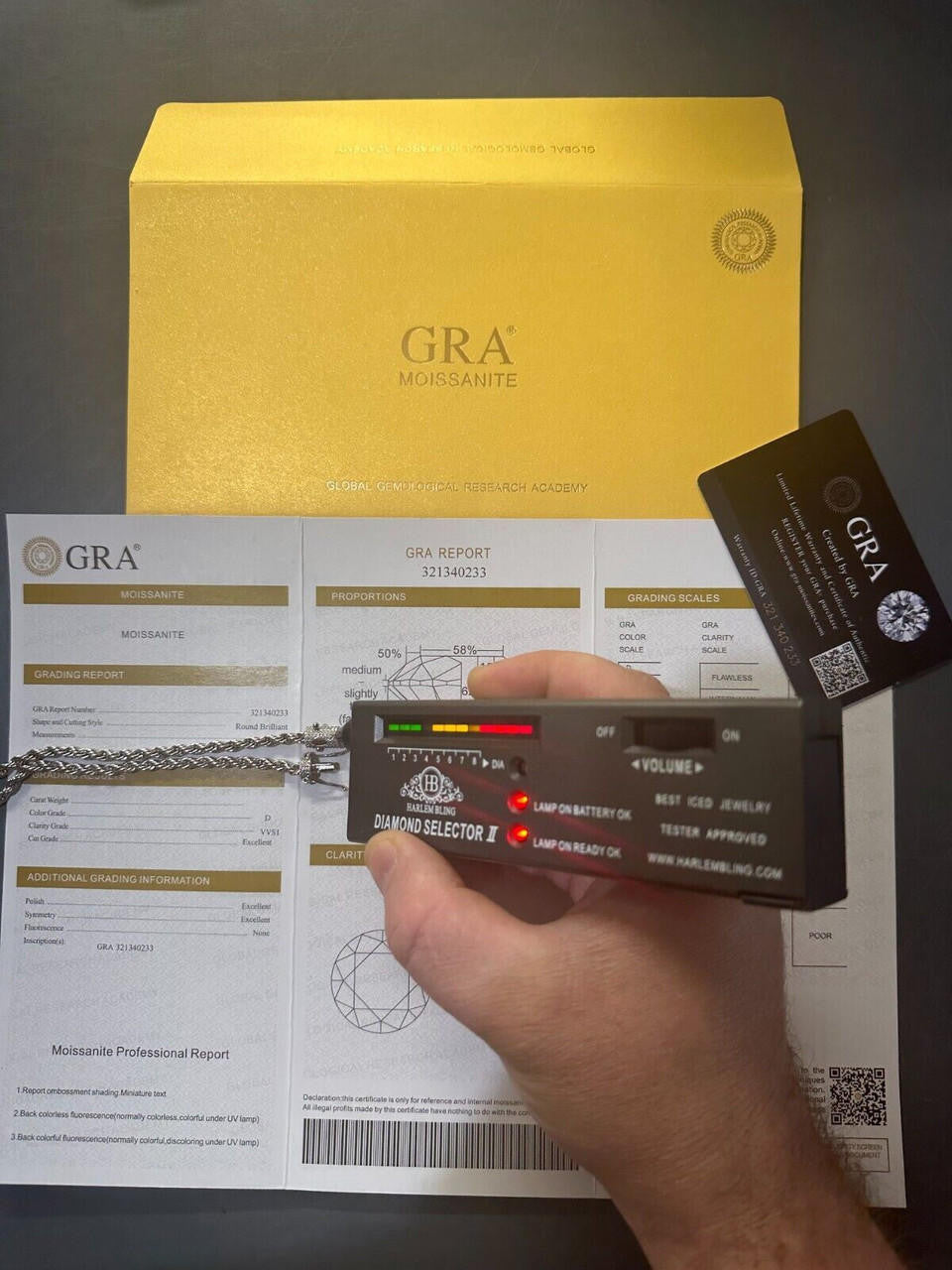 HarlemBling Iced MOISSANITE Clasp Real 925 Silver & Stainless Steel Rope Chain Necklace