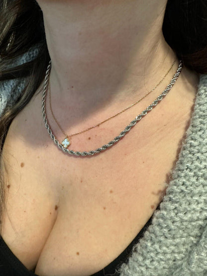 HarlemBling Iced MOISSANITE Clasp Real 925 Silver & Stainless Steel Rope Chain Necklace