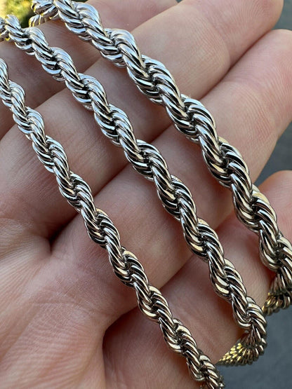 HarlemBling Iced MOISSANITE Clasp Real 925 Silver & Stainless Steel Rope Chain Necklace