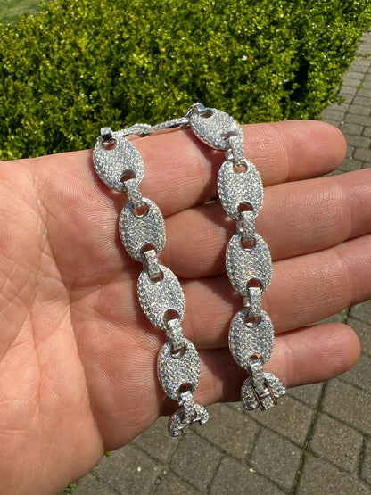 HarlemBling ICED Moissanite Gucci Link Bracelet 12mm Hip Hop 925 Silver Pass Diamond Tester