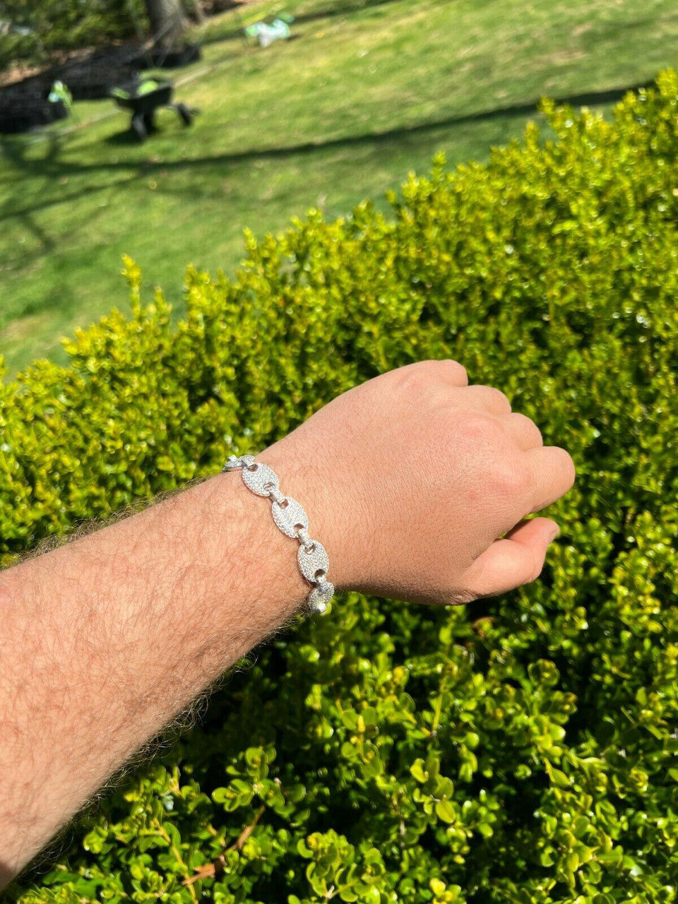 ICED Moissanite Gucci Link Bracelet 12mm Hip Hop 925 Silver Pass