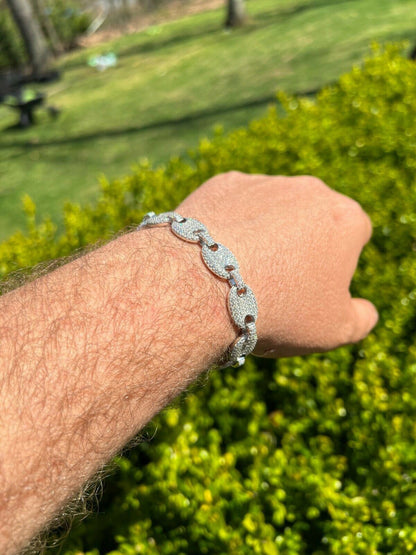 HarlemBling ICED Moissanite Gucci Link Bracelet 12mm Hip Hop 925 Silver Pass Diamond Tester