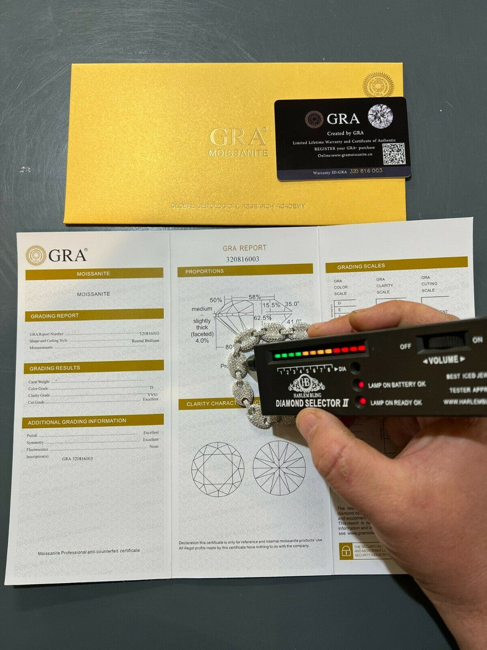 HarlemBling ICED Moissanite Gucci Link Bracelet 12mm Hip Hop 925 Silver Pass Diamond Tester