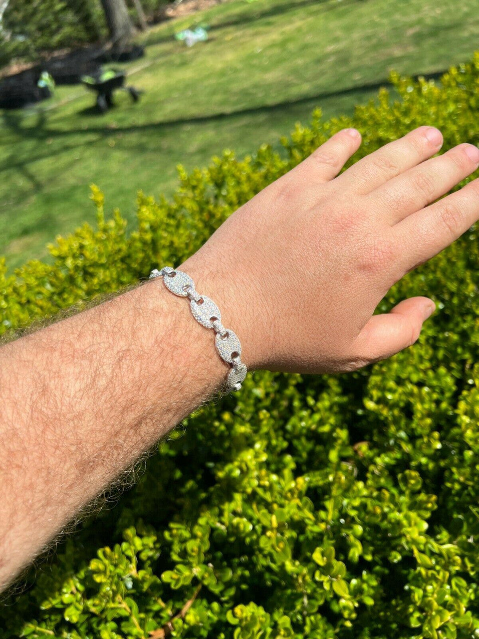 HarlemBling ICED Moissanite Gucci Link Bracelet 12mm Hip Hop 925 Silver Pass Diamond Tester