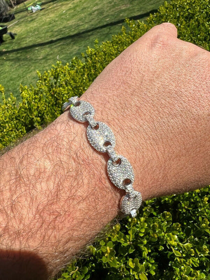 HarlemBling ICED Moissanite Gucci Link Bracelet 12mm Hip Hop 925 Silver Pass Diamond Tester