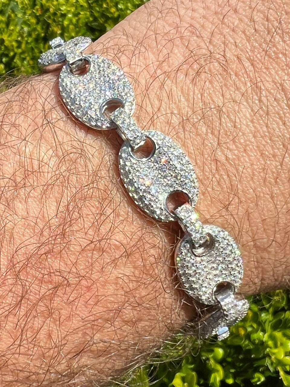 HarlemBling ICED Moissanite Gucci Link Bracelet 12mm Hip Hop 925 Silver Pass Diamond Tester