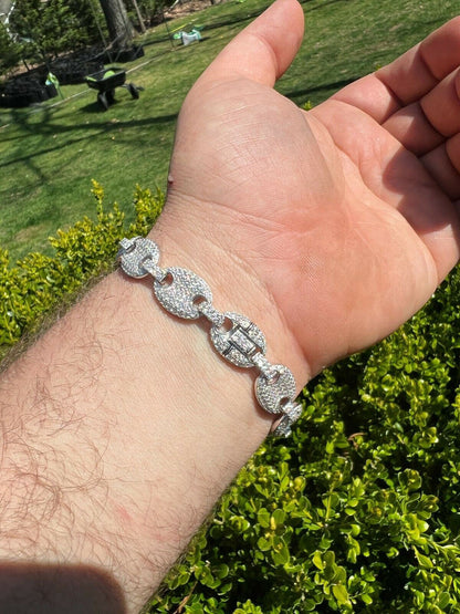 HarlemBling ICED Moissanite Gucci Link Bracelet 12mm Hip Hop 925 Silver Pass Diamond Tester