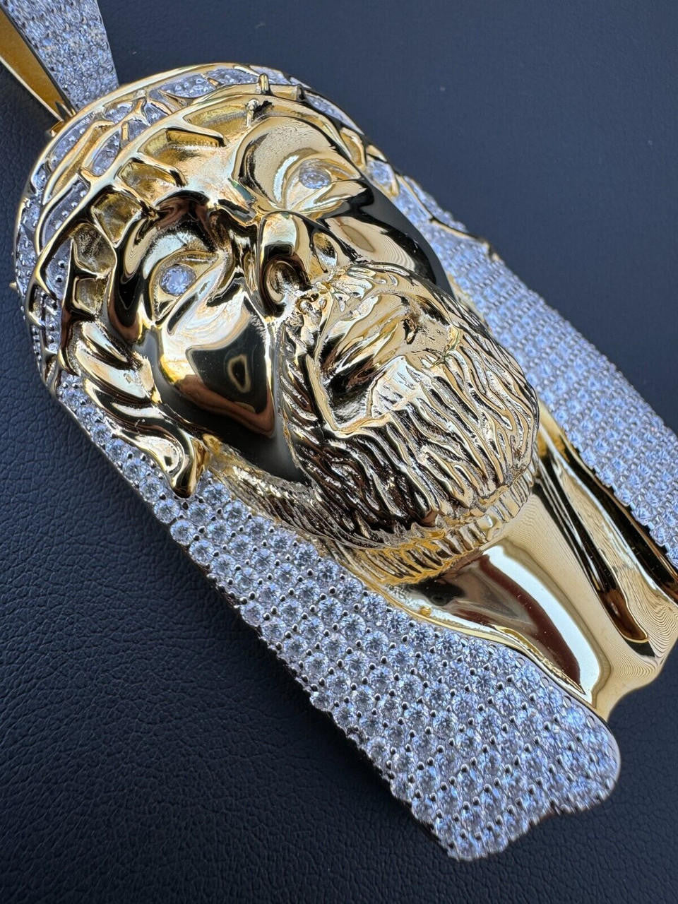 HarlemBling Iced Moissanite Opens Up Jesus Piece Ten Commandments Solid 925 Silver / Gold