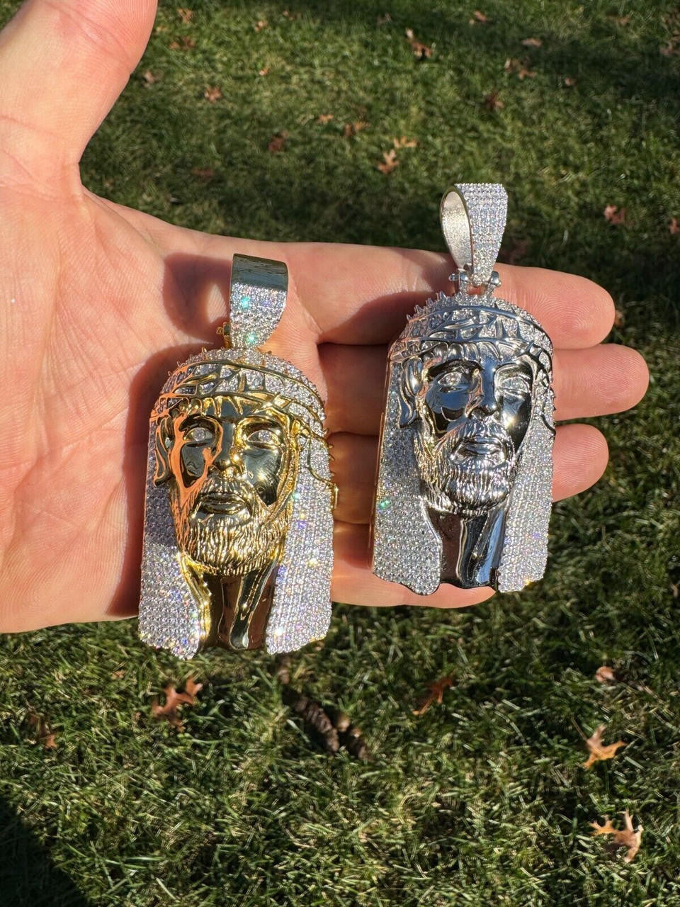 HarlemBling Iced Moissanite Opens Up Jesus Piece Ten Commandments Solid 925 Silver / Gold