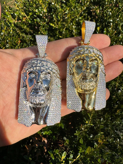 HarlemBling Iced Moissanite Opens Up Jesus Piece Ten Commandments Solid 925 Silver / Gold